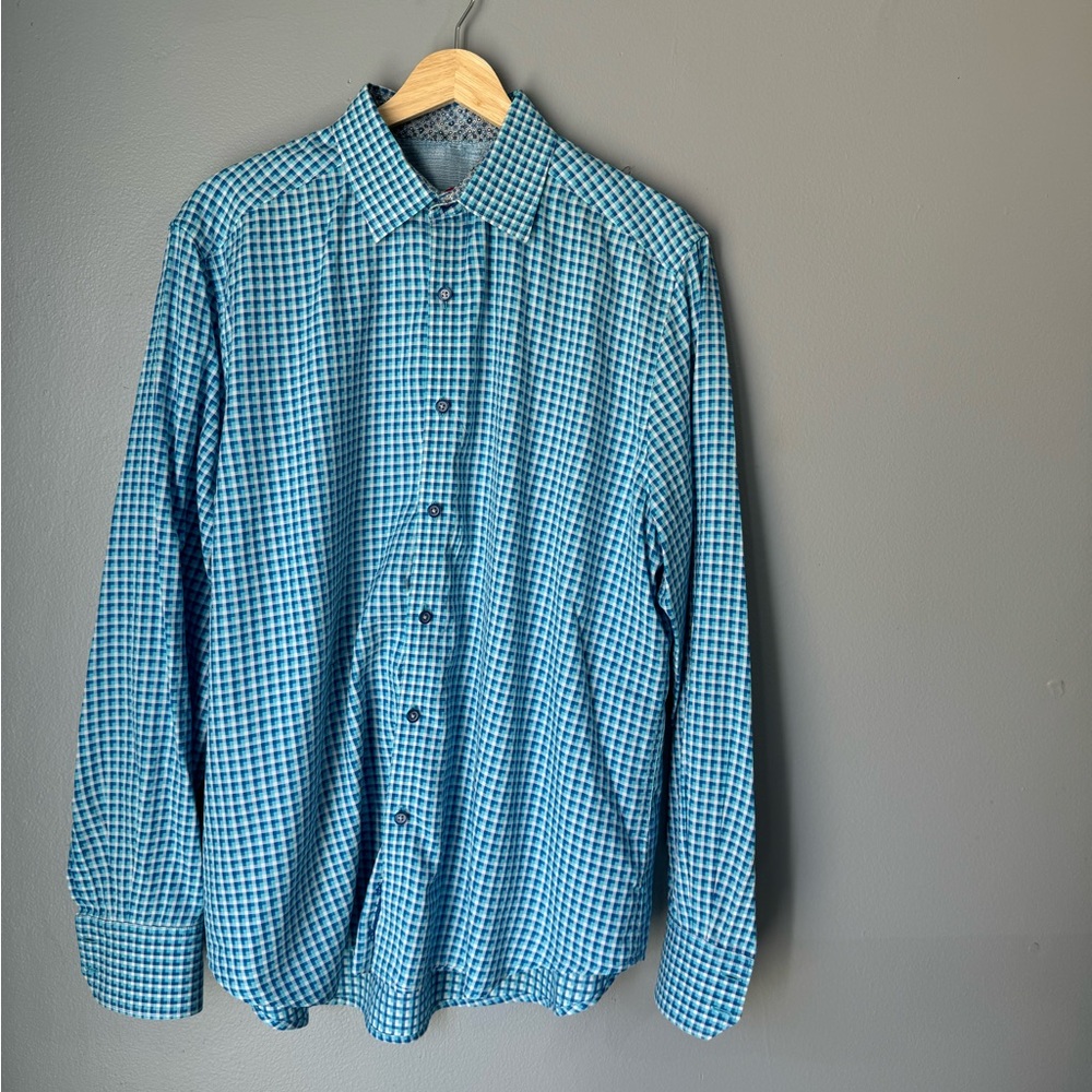 Robert Graham Turquoise Checkered Button Down Shirt